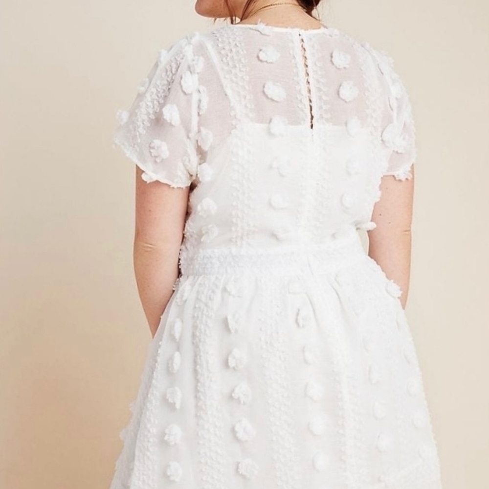 Anthropologie Sunday in Brooklyn Bonita sheer swiss dot Textured Midi Dress 8 Pt - Picture 6 of 11